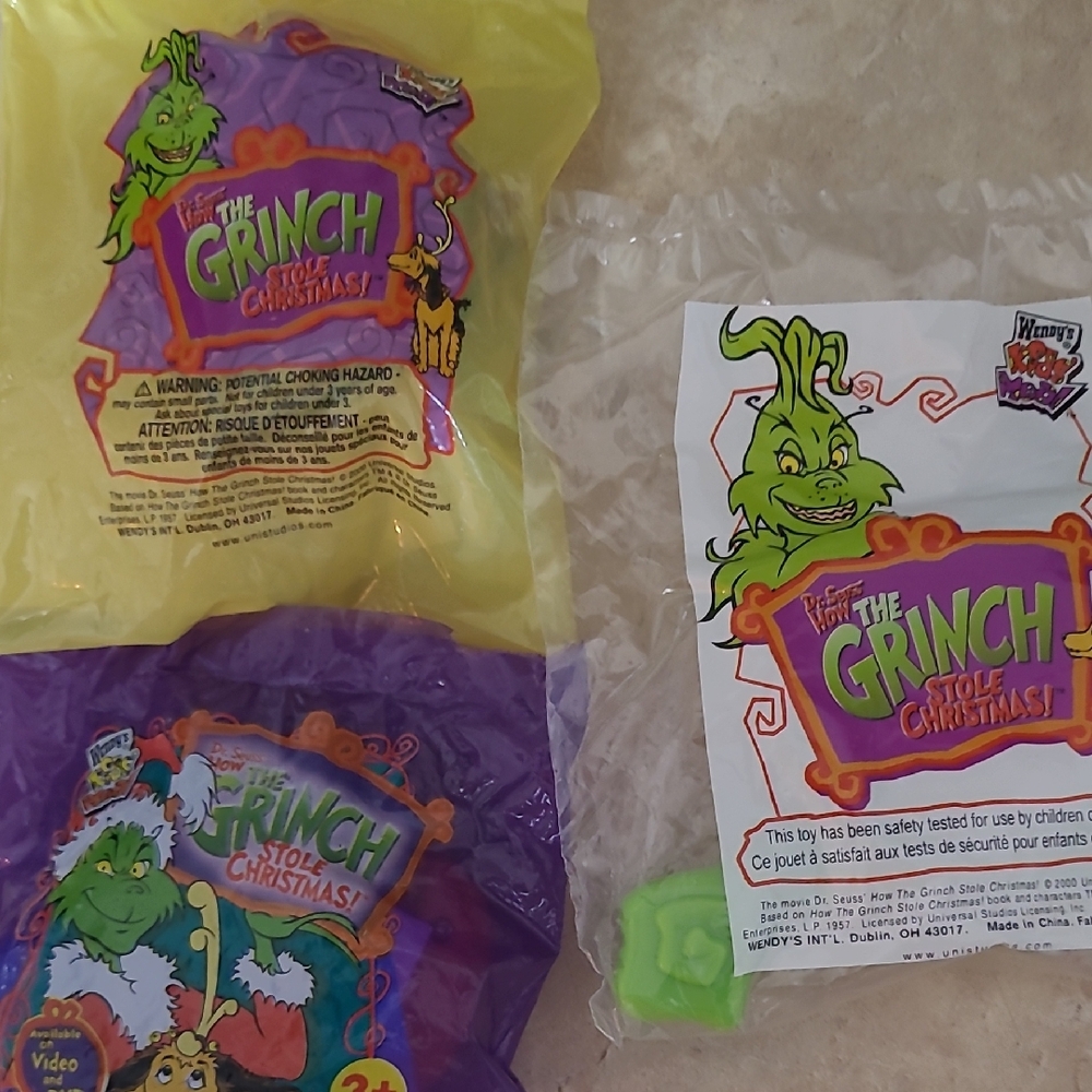 Dr. Seuss The Grinch Stole Christmas Toy Lot Of 3 Wendys Toys